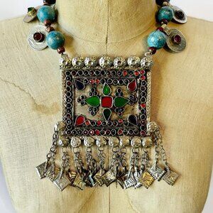 Afghan Necklace, Massive, Middle Eastern, Vintage Necklace, Kuchi, Jewels, Blue